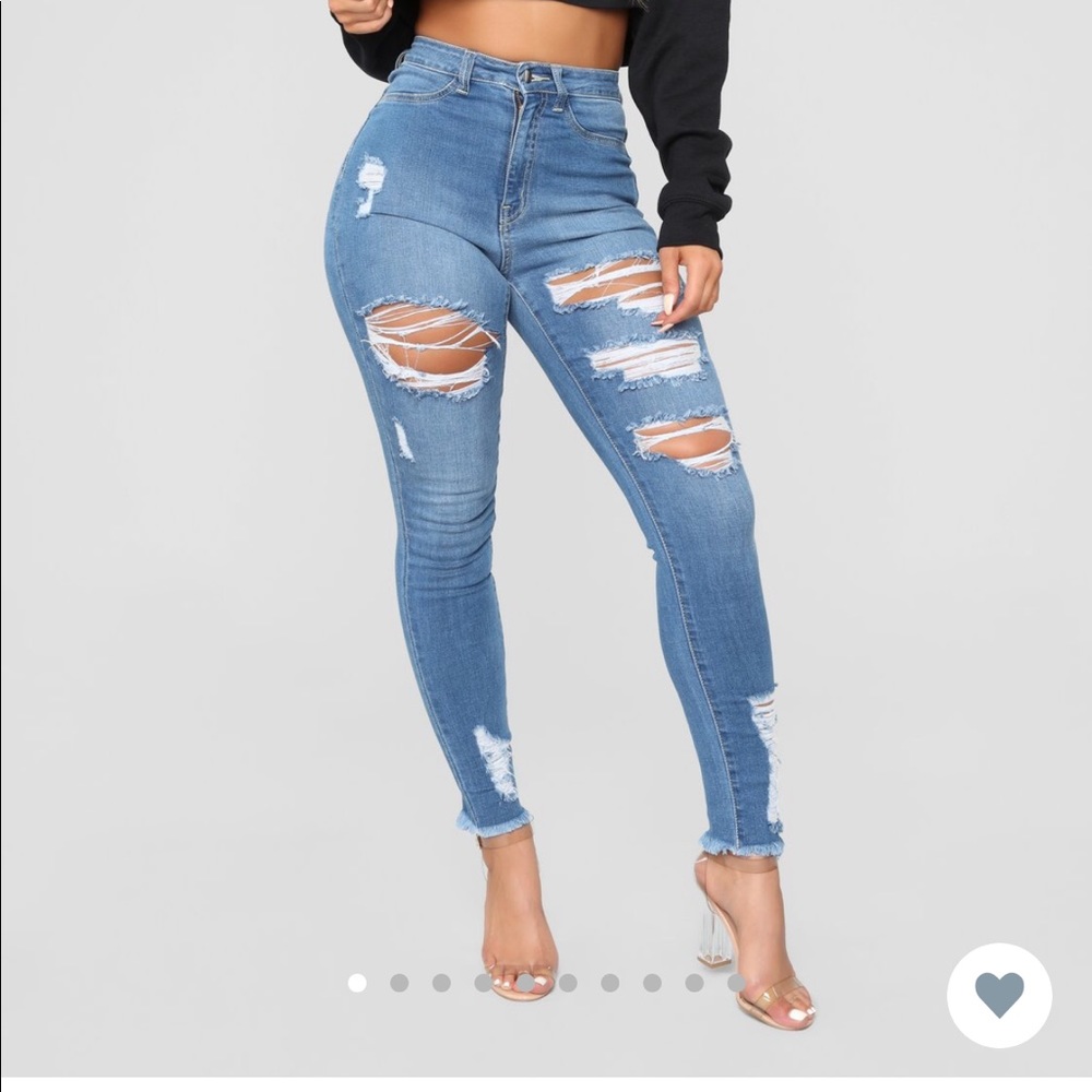 Fashion Nova High Rise Distressed Jeans NWT